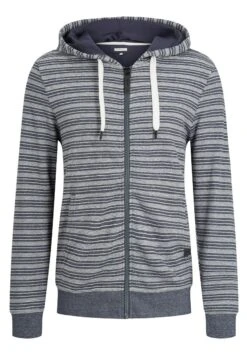 Tom Tailor Mit Kapuze - Sweater Met Rits - Bluegrey Twotone White Stripe -Syntia Delaney 04b9768476cd4eeb8335fd79993220ad