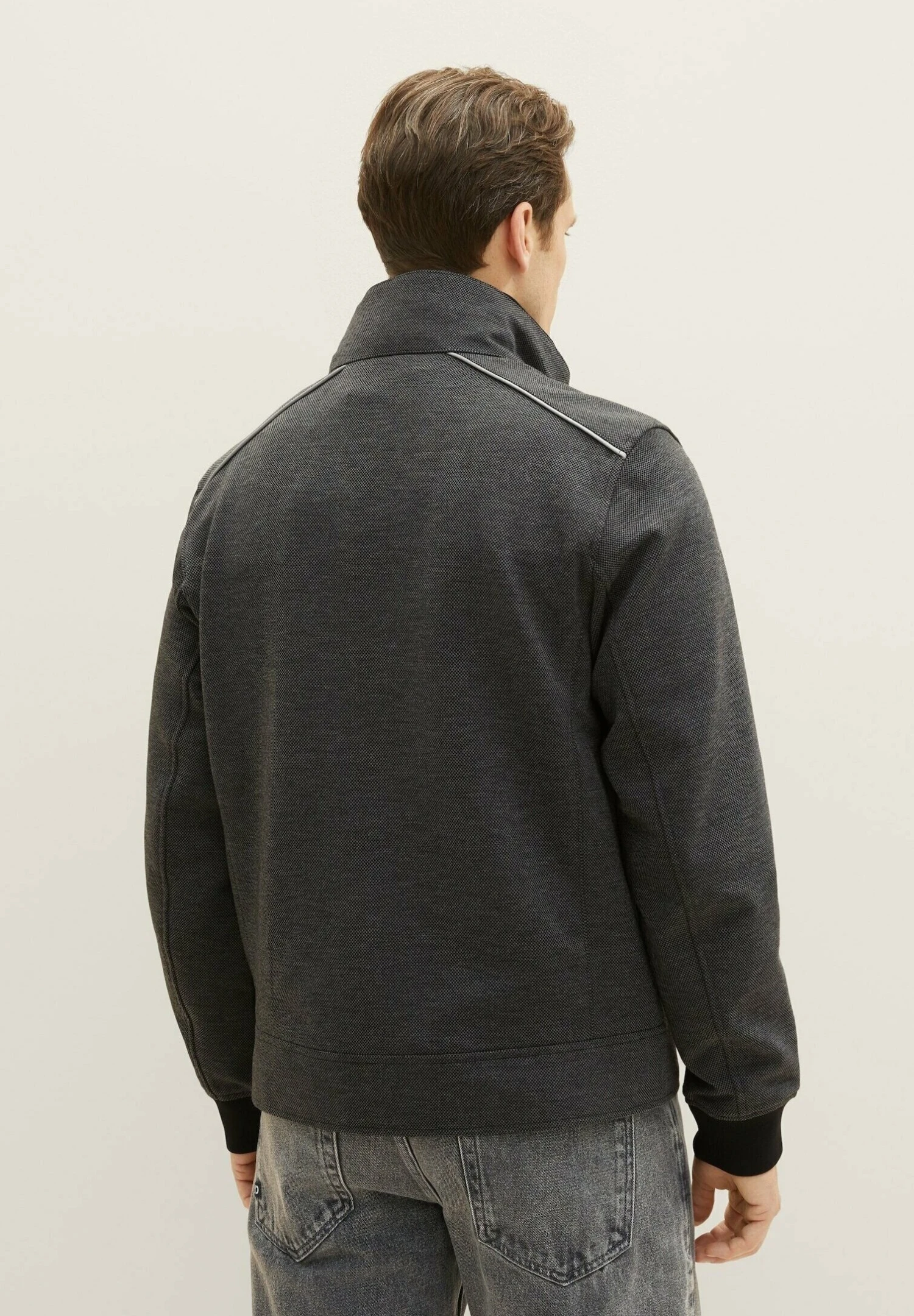 Tom Tailor Mit Verdeckter Kapuze - Jas - Anthracite Knitted Structure 4 Tom Tailor Mit Verdeckter Kapuze - Jas - Anthracite Knitted Structure - Afbeelding 2