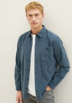 Tom Tailor Gestreiftes - Overhemd - Sea Green Navy Stripe