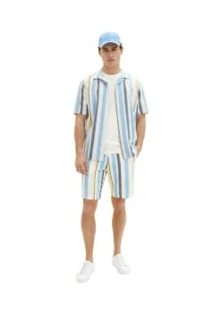 Tom Tailor Gemusterte - Shorts - Blue Big Stripe -Syntia Delaney 11649504d4c1448a95c25135126cc740