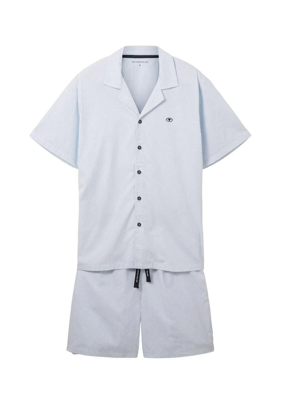Tom Tailor Gestreifter Kurz Set - Pyjama - Blue Light Stripe 8 Tom Tailor Gestreifter Kurz Set - Pyjama - Blue Light Stripe - Afbeelding 6