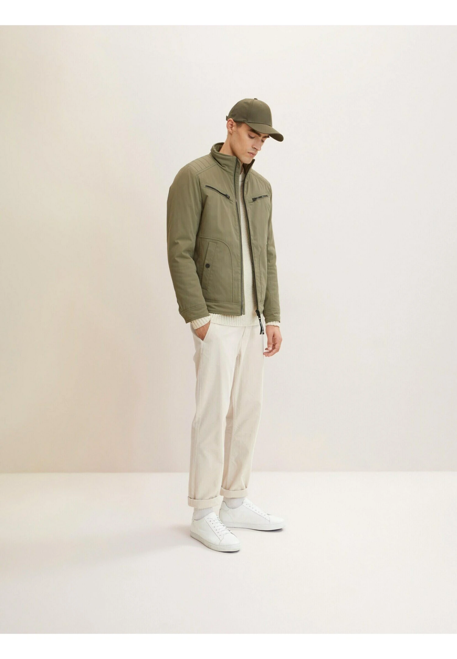 Tom Tailor Quilted Biker - Jas - Dusty Olive Green 4 Tom Tailor Quilted Biker - Jas - Dusty Olive Green - Afbeelding 2