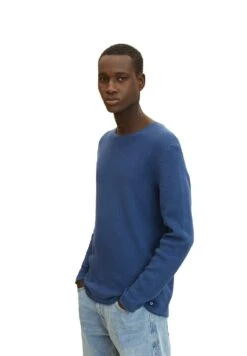 TOM TAILOR Denim Zigzag Structured Crewneck - Trui - Dark Duck Blue -Syntia Delaney 1d20a068f156476db9dcc8a39042ed0b