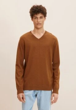 Tom Tailor V-Neck - Trui - Equestrian Brown Melange