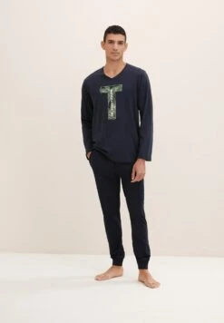 Tom Tailor Mit Logo Print Set - Pyjama - Blue Dark Solid