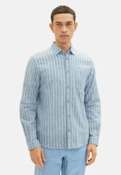 Tom Tailor Gemustertes- Overhemd - Blue Off White Navy Stripe