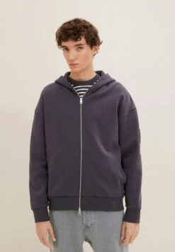 TOM TAILOR Denim Mit Logo-Detail - Sweater Met Rits - Coal Grey