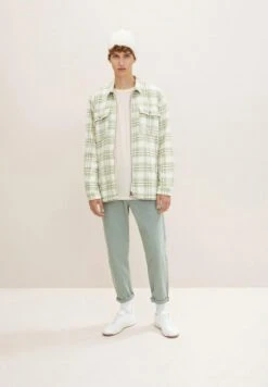TOM TAILOR Denim Mit Karomuster  - Jas - Cold Green Beige Big Check -Syntia Delaney 2d396d42e0814e18846c337a011b8fb8