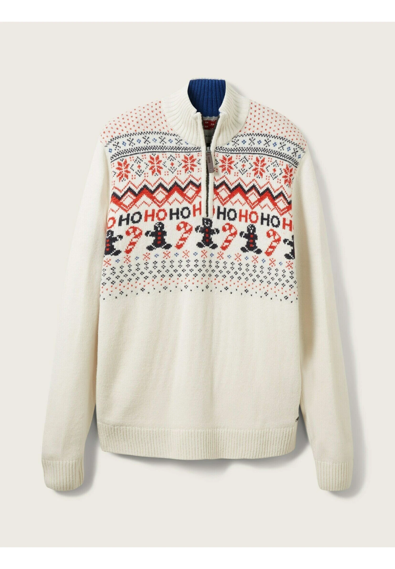 Tom Tailor Trui - White Navy Placed Jacquard 5 Tom Tailor Trui - White Navy Placed Jacquard - Afbeelding 3