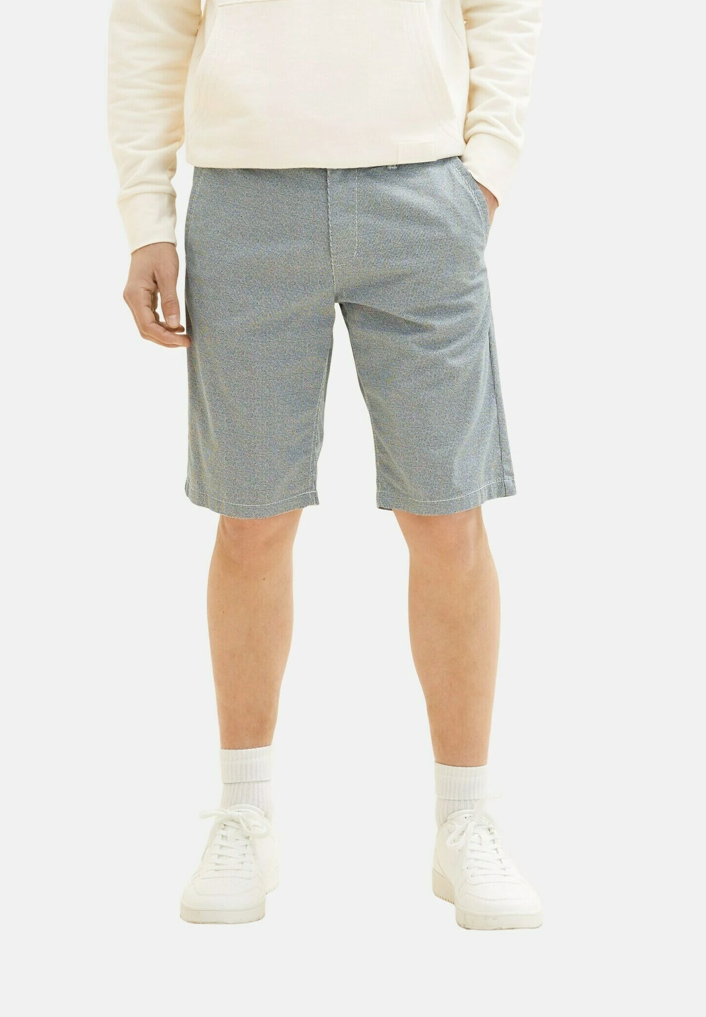 Tom Tailor Bermuda - Shorts - Navy/Offwhite Minimal 3 Tom Tailor Bermuda - Shorts - Navy/Offwhite Minimal