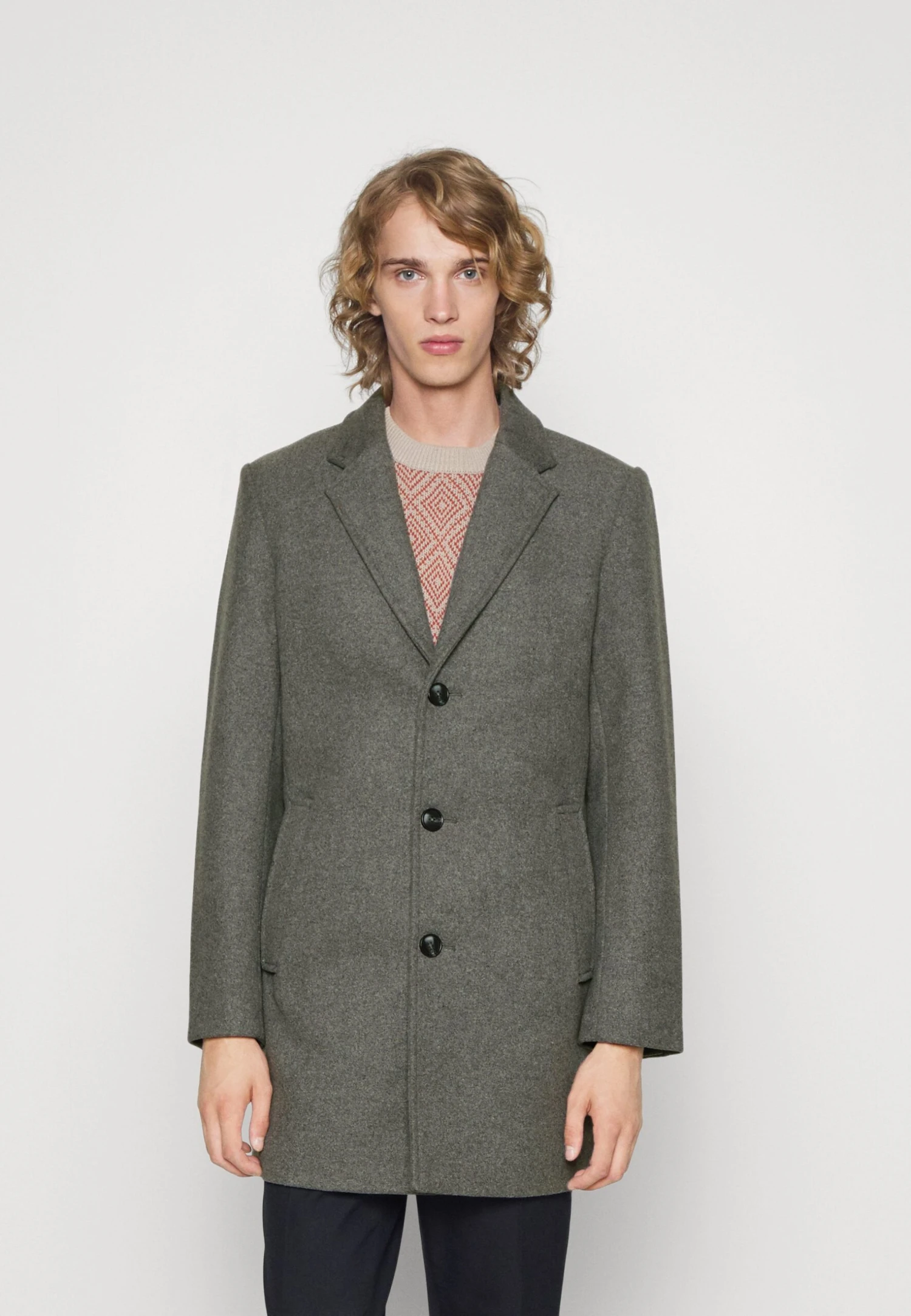 Tom Tailor Halflange Jas - Grey Wool Structure 3 Tom Tailor Halflange Jas - Grey Wool Structure