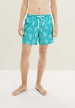 TOM TAILOR Denim Mit Allover-Print - Zwemshorts - Green White Big Coral Print