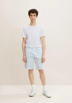 TOM TAILOR Denim Shorts - Petrol Watery Vertical Stripe