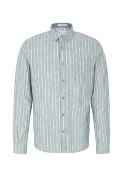 Tom Tailor Gemustertes- Overhemd - Bluish Green Off White Stripe -Syntia Delaney 564cee90d7814cf48871a96b00ac111b