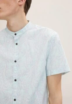 TOM TAILOR Denim Gemustertes Kurzarm - Overhemd - Blue Palm Shadow Print -Syntia Delaney 58445a338204489fbd9ee12eb4073e2b