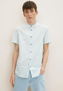 TOM TAILOR Denim Gemustertes Kurzarm - Overhemd - Blue Palm Shadow Print