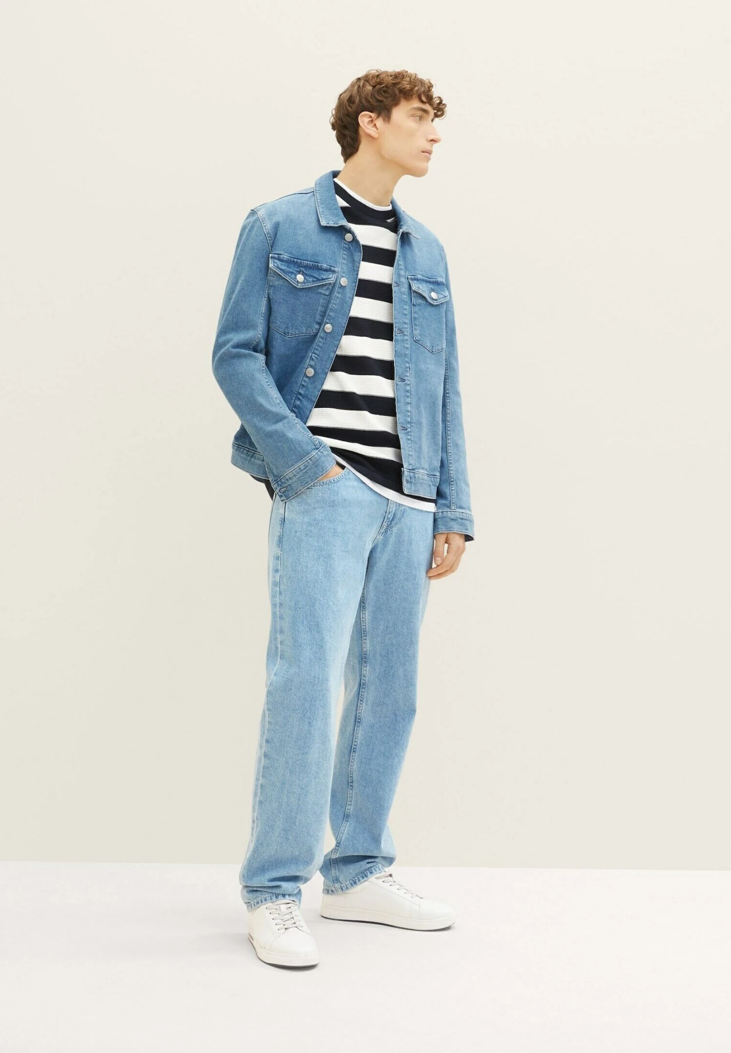 TOM TAILOR Denim Trui - Navy White Block Stripe 4 TOM TAILOR Denim Trui - Navy White Block Stripe - Afbeelding 2