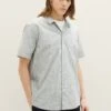 TOM TAILOR Denim Kurzarm - Overhemd - Black Woolwhite Slub Structur