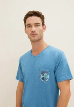 Tom Tailor Mit Motivprint  - Pyjamashirt - Blue-Medium-Melange -Syntia Delaney 89372e4ed85a46e5a45413b82b8091e4