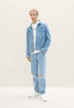 TOM TAILOR Denim Straight Leg Jeans - Destroyed Bleached Blue Denim -Syntia Delaney 8b787b411c264463a57c9778d1d240c5