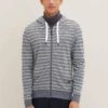 Tom Tailor Mit Kapuze - Sweater Met Rits - Bluegrey Twotone White Stripe