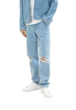 TOM TAILOR Denim Straight Leg Jeans - Destroyed Bleached Blue Denim -Syntia Delaney 903974d1b6324f66b8e55ef7a9df6740