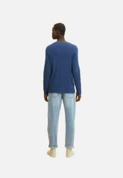 TOM TAILOR Denim Zigzag Structured Crewneck - Trui - Dark Duck Blue -Syntia Delaney 9070663ae9d94389b4434b2c12a6f707