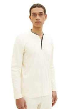 Tom Tailor Serafino With Chestpocket - Longsleeve - Vintage Beige -Syntia Delaney 90867017774844da8a2c53423f6cb4c8