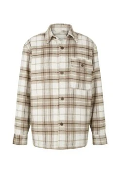 TOM TAILOR Denim Halflange Jas - Off White Beige Big Cosy Check -Syntia Delaney 94ef87ed4e444205bb6d4deb1184ad78