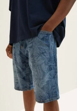 Tom Tailor Gemusterte Morris - Jeansshort - Dark Banana Leaf Lazer Denim -Syntia Delaney 94fad18dcdfb4e9cbdec9c0c1fa85fae