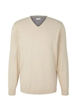 Tom Tailor Basic V Neck - Trui - Cargo Beige Melange -Syntia Delaney 98656e5a238c4e16969651e45bec357e