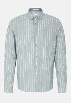 Tom Tailor Gemustertes- Overhemd - Bluish Green Off White Stripe -Syntia Delaney 992cf072f2914db6b8fdd99d1b45a28f