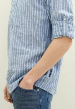 TOM TAILOR Denim Mit Stehkragen - Overhemd - Blue White Stripe -Syntia Delaney 9c0203375b154bd98ad778062abd3c0a