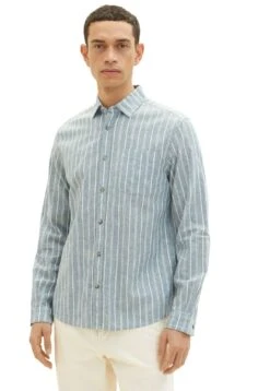 Tom Tailor Gemustertes- Overhemd - Bluish Green Off White Stripe -Syntia Delaney 9d049387d0754c6681c375b4fa58b52c