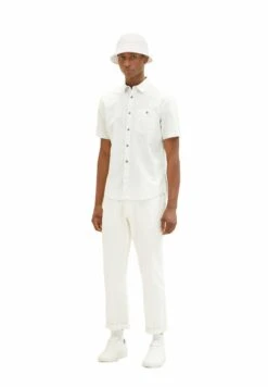 Tom Tailor Kurzarm Mit Struktur - Overhemd - White Colourful Dots Structure