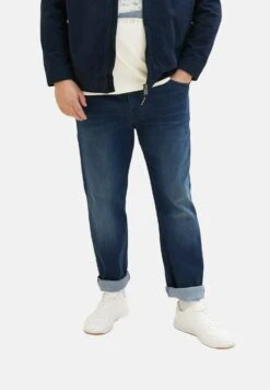 Tom Tailor Straight Leg Jeans - Used Dark Stone Blue Denim