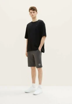 Tom Tailor Basic- Shorts - Dark Grey Melange -Syntia Delaney a3312b01cbcc432da36be876225942b6