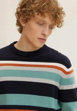 Tom Tailor Mit Streifenmuster - Trui - Navy Grey Green Stripe -Syntia Delaney abfebe1f6f5d4724aa7455237edc57be