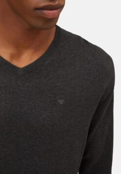 Tom Tailor Basic V Neck- Trui - Black/ Grey Melange -Syntia Delaney ac1765949111457da267fb0bfd17e55b