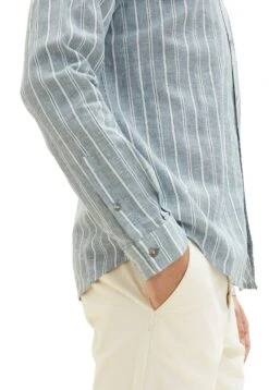 Tom Tailor Gemustertes- Overhemd - Bluish Green Off White Stripe -Syntia Delaney ae1ebb611cfe481289eb4ba346877915