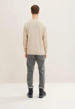 Tom Tailor Basic V Neck - Trui - Cargo Beige Melange -Syntia Delaney b014ab6c419c491997f64cc183549527