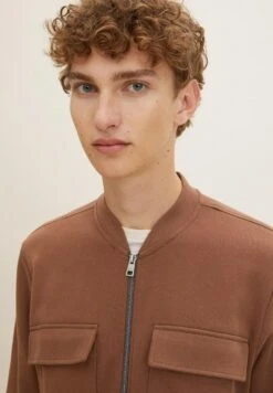 TOM TAILOR Denim Sweater Met Rits - Light Wood Brown -Syntia Delaney b69c813bbc1d4784bb6d9c5d324846a3