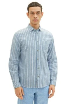 Tom Tailor Gemustertes- Overhemd - Blue Off White Navy Stripe -Syntia Delaney b6fa3fac95ca4fd59a85f60d38c9e13e