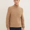 Tom Tailor Strukturierter Rollkragen - Trui - Havana Brown Melange