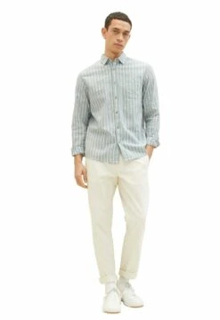 Tom Tailor Gemustertes- Overhemd - Bluish Green Off White Stripe -Syntia Delaney c3c21ab490ab449c8c16c518cbfbe347