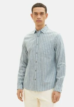 Tom Tailor Gemustertes- Overhemd - Bluish Green Off White Stripe -Syntia Delaney c575d7affcfa46b6b18b199b30e70cb0