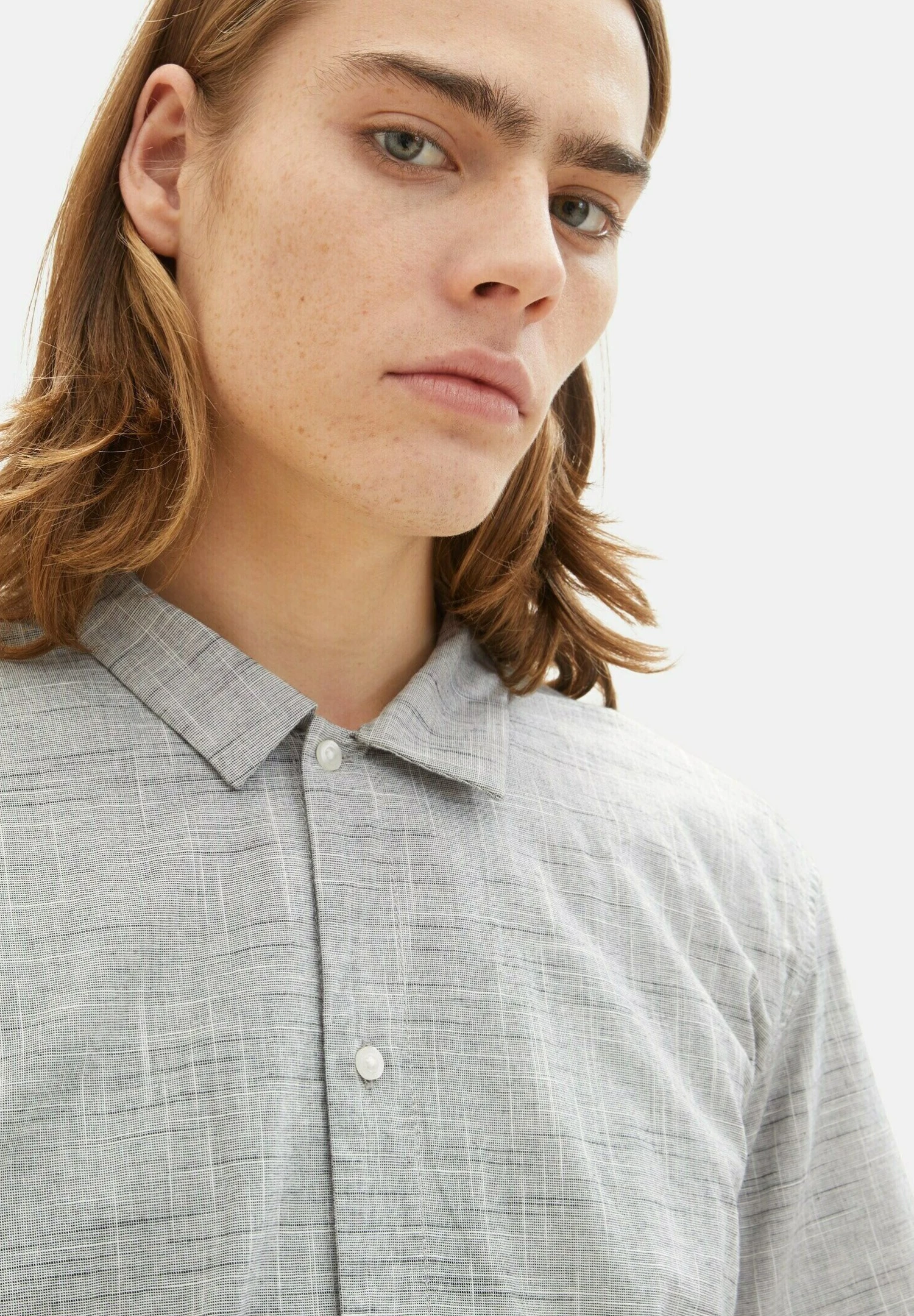 TOM TAILOR Denim Kurzarm - Overhemd - Black Woolwhite Slub Structur 6 TOM TAILOR Denim Kurzarm - Overhemd - Black Woolwhite Slub Structur - Afbeelding 4