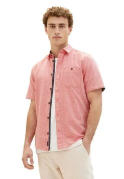 Tom Tailor Kurzarm Mit Brusttasche - Overhemd - Red Herringbone Structure -Syntia Delaney d78c1e25d46f464eac9a009c356323bf