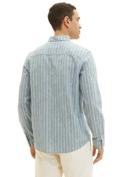 Tom Tailor Gemustertes- Overhemd - Bluish Green Off White Stripe -Syntia Delaney d7d64f904ea64e72ae97e3e03fd5eb40