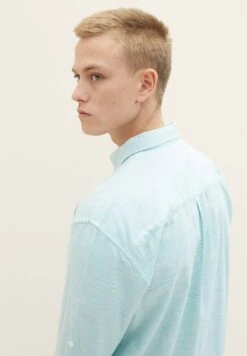 TOM TAILOR Denim Overhemd - Turquoise Structure -Syntia Delaney dbd85f137aeb4e6a82c49fd7507cb371